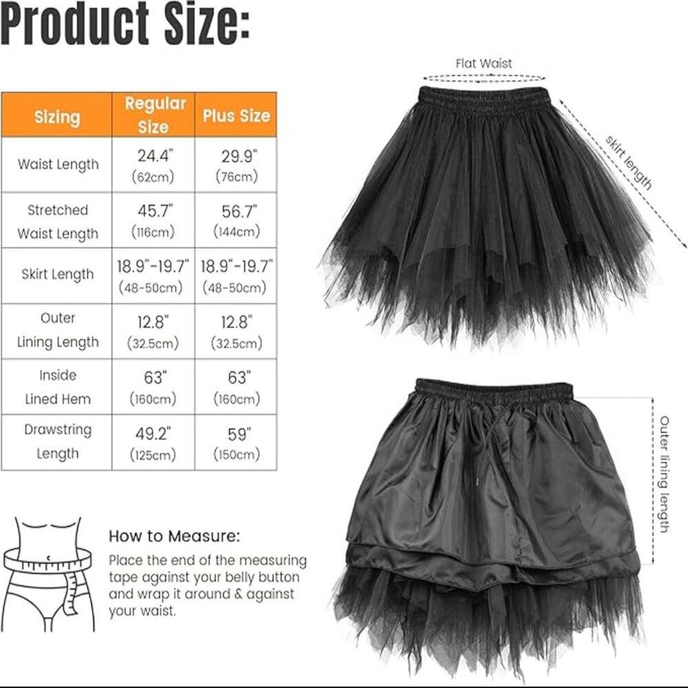 Tutu BLACK (XL) Tulle Petticoat for Halloween Costume Party Fun Run Spirit Day - Picture 7 of 7